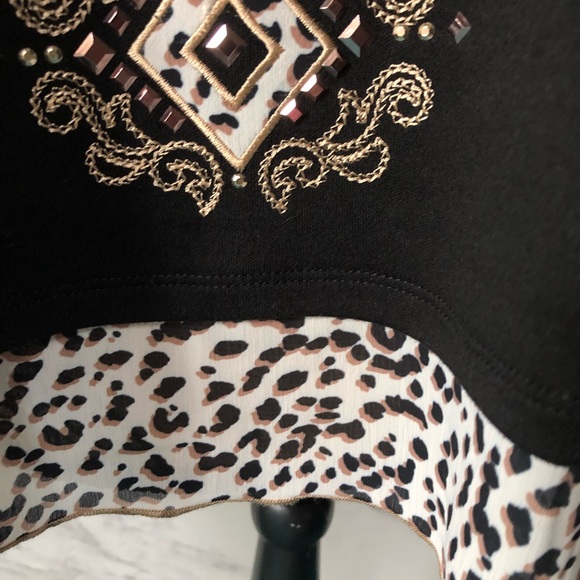 Alfred Dunner Black Animal Print Embellished Top Size Petite XL, NWOT - Picture 7 of 12